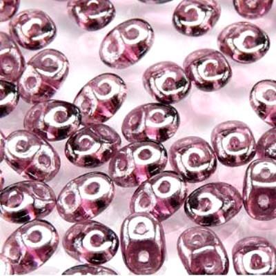 DU0520060-14400 Amethyst White Luster SuperDuo Two Hole Czech Seed Beads Tube - Goody Beads