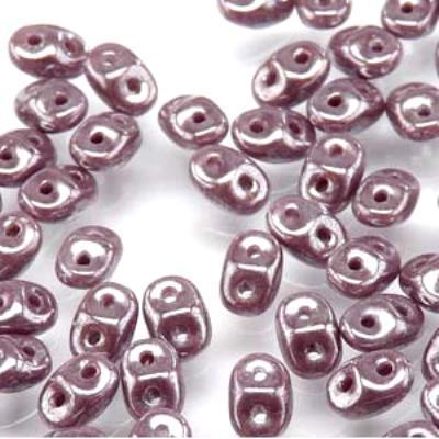 DU0523020-14400 Opaque Violet White Luster SuperDuo Two Hole Czech Seed Beads Tube - Goody Beads