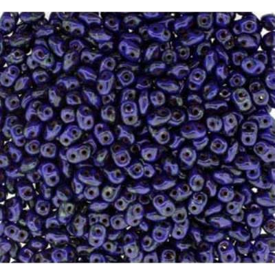 DU0533050-86800 Opaque Blue Travertin SuperDuo Two Hole Czech Seed Beads Tube - Goody Beads