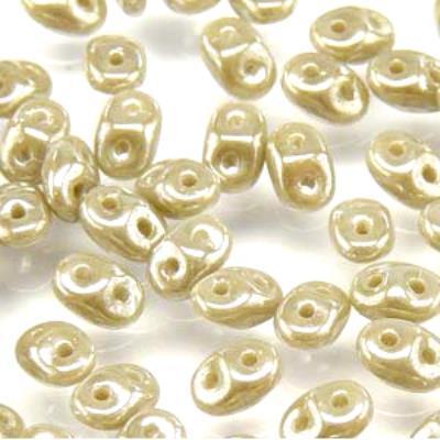 DU0543020-14400 Opaque Grey White Luster SuperDuo Two Hole Czech Seed Beads Tube - Goody Beads