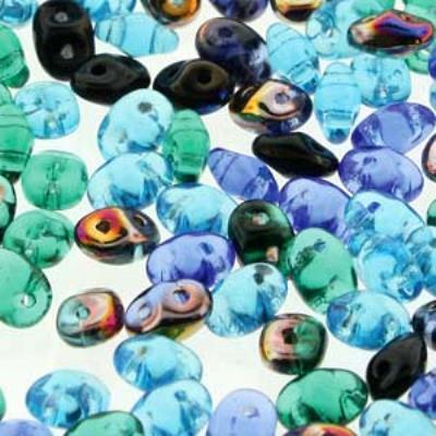 DU05MIX114 Moonlit Lagoon SuperDuo Two Hole Czech Seed Beads Tube - Goody Beads