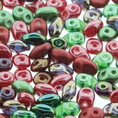 DU05MIX120 Poppy Fields SuperDuo Two Hole Czech Seed Beads Tube - Goody Beads