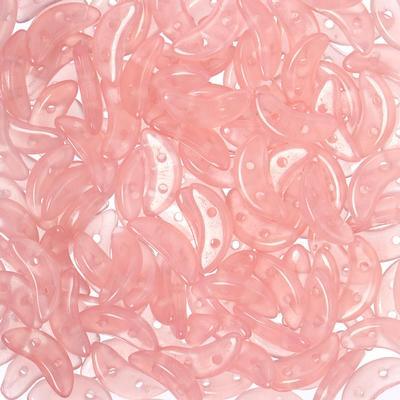 10mm Milky Pink 2-Hole Crescent CzechMates Czech Glass Beads - Goody Beads