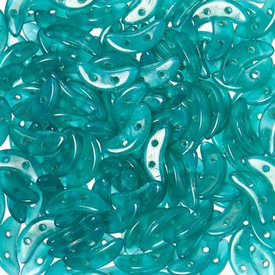 10mm Atlantis Green 2-Hole Crescent CzechMates Czech Glass Beads - Goody Beads