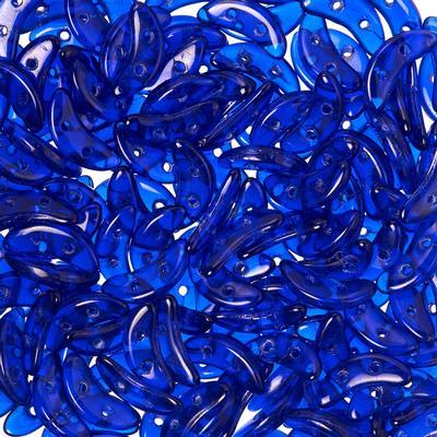 10mm Cobalt 2-Hole Crescent CzechMates Czech Glass Beads - Goody Beads