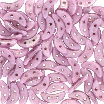 10mm Luster Opaque Lilac 2-Hole Crescent CzechMates Czech Glass Beads - Goody Beads