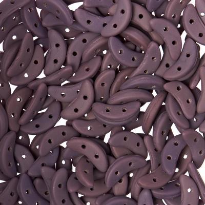 10mm Matte Opaque Purple 2-Hole Crescent CzechMates Czech Glass Beads - Goody Beads