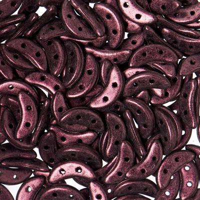 10mm Metallic Suede Pink 2-Hole Crescent CzechMates Czech Glass Beads - Goody Beads