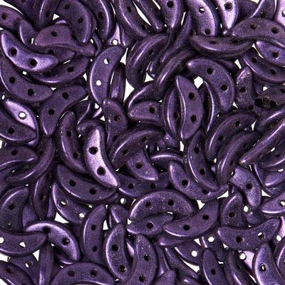 10mm Metallic Suede Purple 2-Hole Crescent CzechMates Czech Glass Beads - Goody Beads