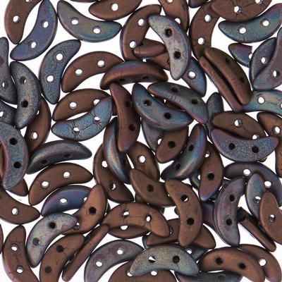 10mm Jet Matte Bronze Vega 2-Hole Crescent CzechMates Czech Glass Beads - Goody Beads