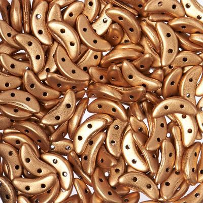 10mm Matte Metallic Flax 2-Hole Crescent CzechMates Czech Glass Beads - Goody Beads