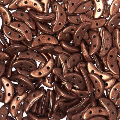 10mm Saturated Metallic Tan 2-Hole Crescent CzechMates Czech Glass Beads - Goody Beads