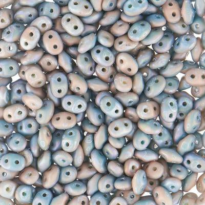 DU0563132-85001 Green Turquoise Ivory Nebula Matte SuperDuo Duets Two Hole Czech Seed Beads Tube