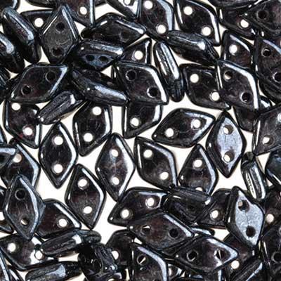 4x6mm Hematite 2-Hole Diamond CzechMates Glass Beads - Goody Beads