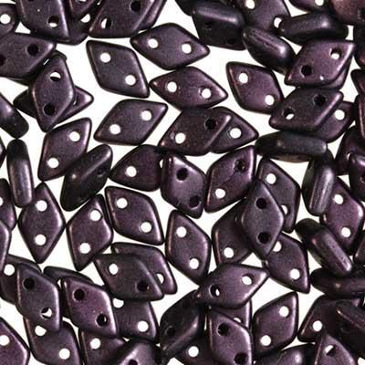 4x6mm Metallic Suede Dark Plum 2-Hole Diamond CzechMates Glass Beads - Goody Beads