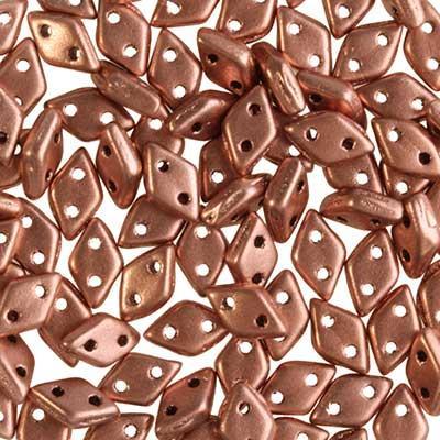 4x6mm Matte Metallic Copper 2-Hole Diamond CzechMates Glass Beads - Goody Beads