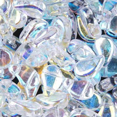 PD8500030-28701 Crystal AB Paisley Duo Two Hole Czech Seed Beads Tube - Goody Beads