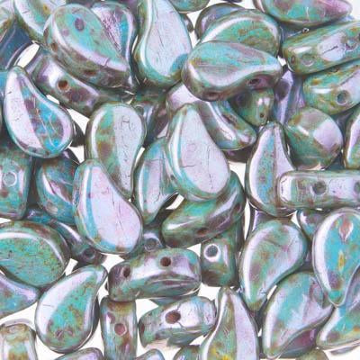 PD8503000-65431 Chalk Lazure Blue Paisley Duo Two Hole Czech Seed Beads Tube