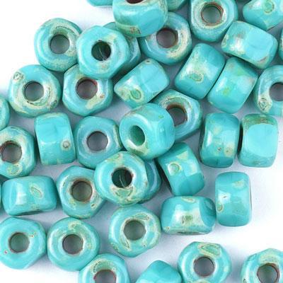 MTB02C-63130-86805 Opaque Green Dark Travertine 3 Cut 2/0 Matubo Czech Glass Seed Beads