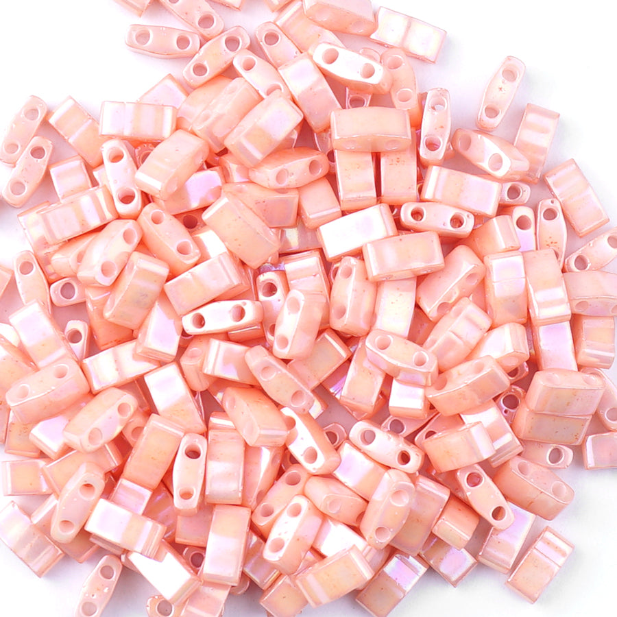 TLH596-TB Semi-Matte Opaque Salmon Miyuki 1/2 Cut Tila Beads Tube - Goody Beads