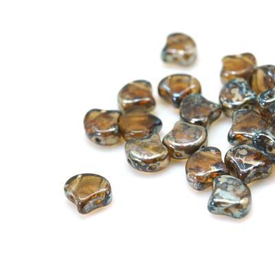 Smoky Topaz Rembrandt Matubo Ginkgo Two Hole Czech Seed Beads Tube - Goody Beads