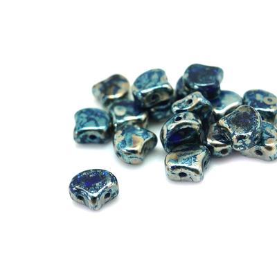 Cobalt Rembrandt Matubo Ginkgo Two Hole Czech Seed Beads Tube - Goody Beads