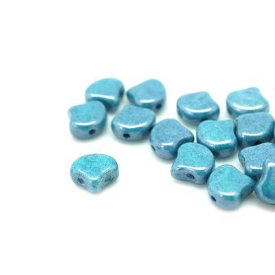 Luster Opaque Blue Matubo Ginkgo Two Hole Czech Seed Beads Tube - Goody Beads