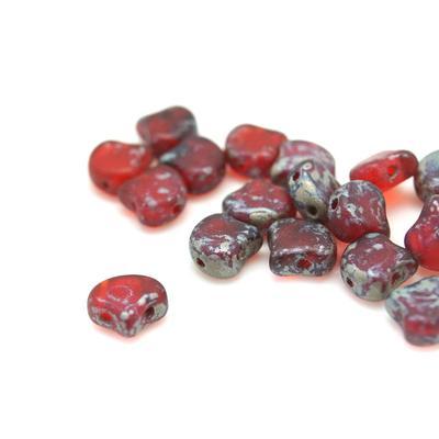 Matte Siam Ruby Rembrandt Matubo Ginkgo Two Hole Czech Seed Beads Tube - Goody Beads