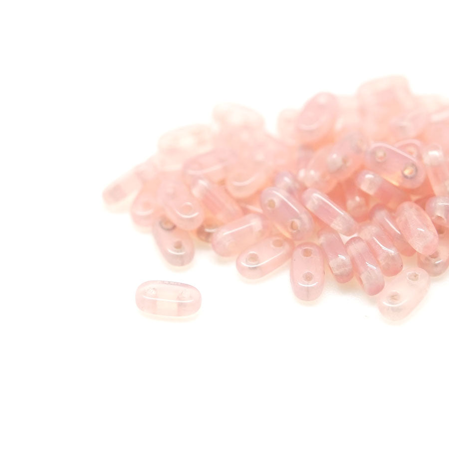 6mm Milky Pink Two Hole Bar Czech Beads by CzechMates - Goody Beads