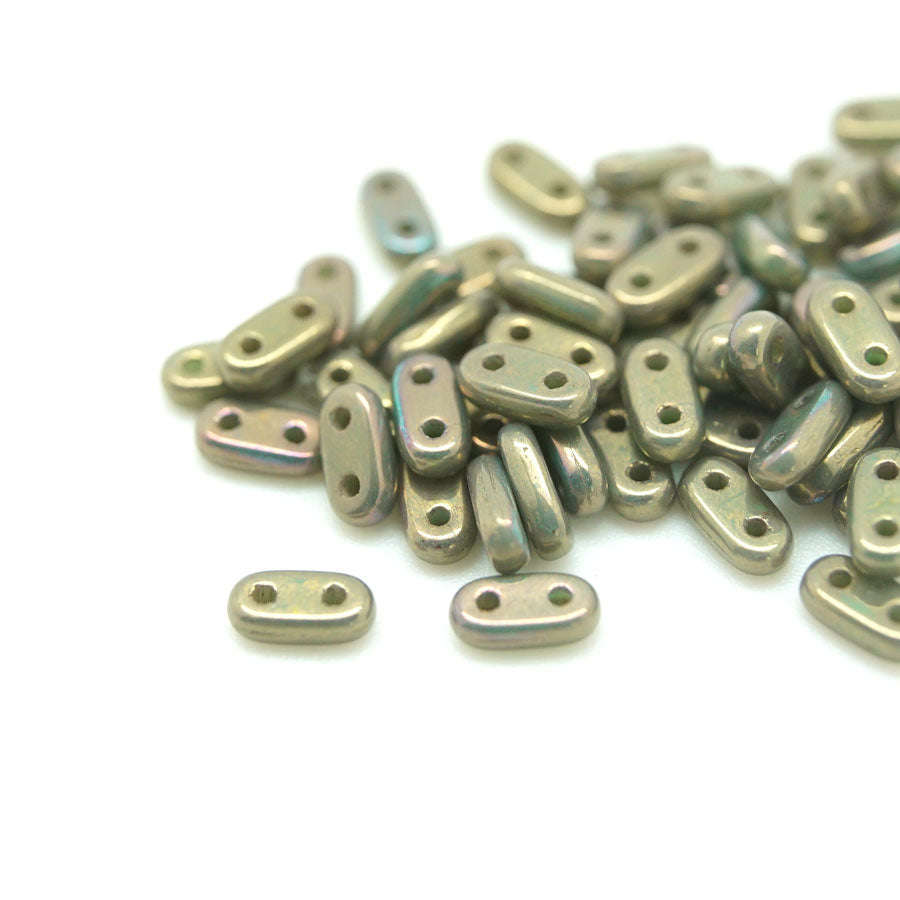 6mm Oxidized Bronze Clay Two Hole Bar Czech Beads by CzechMates - Goody Beads