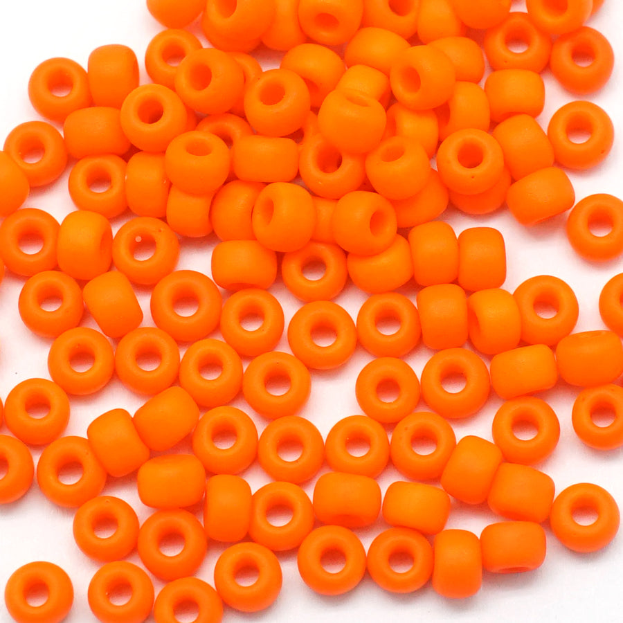 6-9406F Matte Opaque Orange 6/0 Seed Beads Tube - Goody Beads