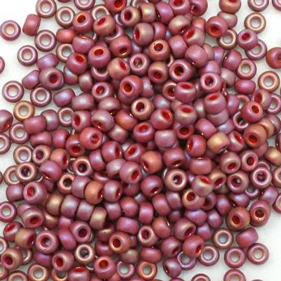 8-94696 Frost Opaque Glaze Rainbow Dark Red 8/0 Round Seed Beads Tube - Goody Beads