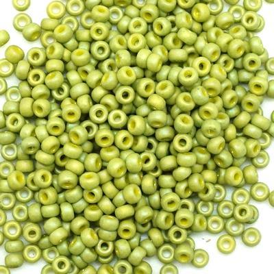 8-94697 Frost Opaque Glaze Rainbow Olive 8/0 Round Seed Beads Tube - Goody Beads