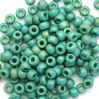 6-94699 Frost Opaque Glaze Rainbow Green 6/0 Round Seed Beads Tube - Goody Beads