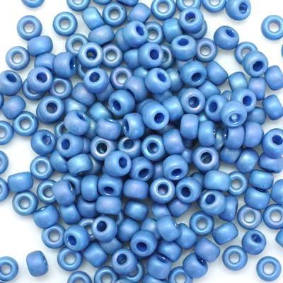 6-94704 Frost Opaque Glaze Rainbow Soft Blue 6/0 Round Seed Beads Tube - Goody Beads