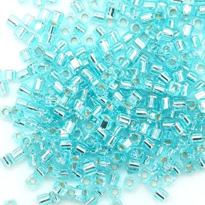 SB18-18 Silver Lined Aqua 1.8mm Miyuki Cube Seed Beads Tube - Goody Beads