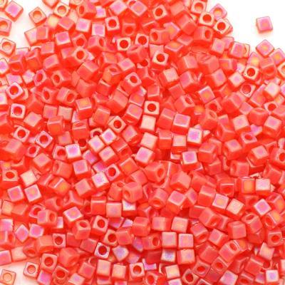 SB18-140FR Matte Transparent Red Orange 1.8mm Miyuki Cube Seed Beads Tube - Goody Beads