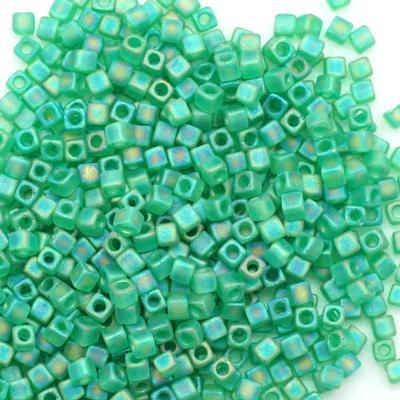 SB18-146FR Matte Transparent Green AB 1.8mm Miyuki Cube Seed Beads Tube - Goody Beads