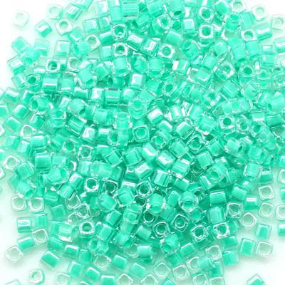 SB18-219 Dark Mint Green Lined Crystal 1.8mm Miyuki Cube Seed Beads Tube - Goody Beads