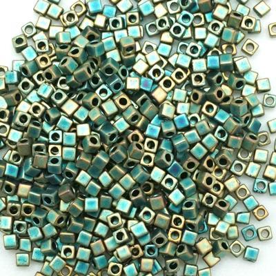 SB18-2008 Matte Metallic Patina Iris 1.8mm Miyuki Cube Seed Beads Tube - Goody Beads