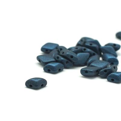 8x5mm Metallic Suede Dark Blue GemDuo 2-Hole Czech Beads Tube - Goody Beads