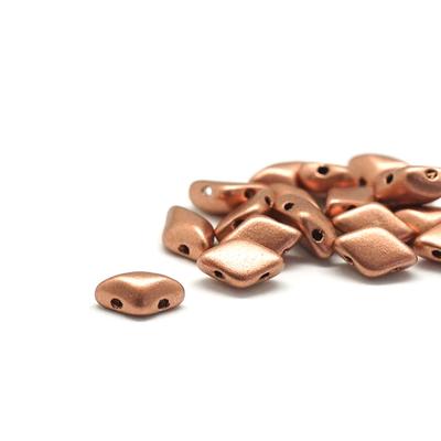 8x5mm Matte Metallic Copper GemDuo 2-Hole Czech Beads Tube - Goody Beads