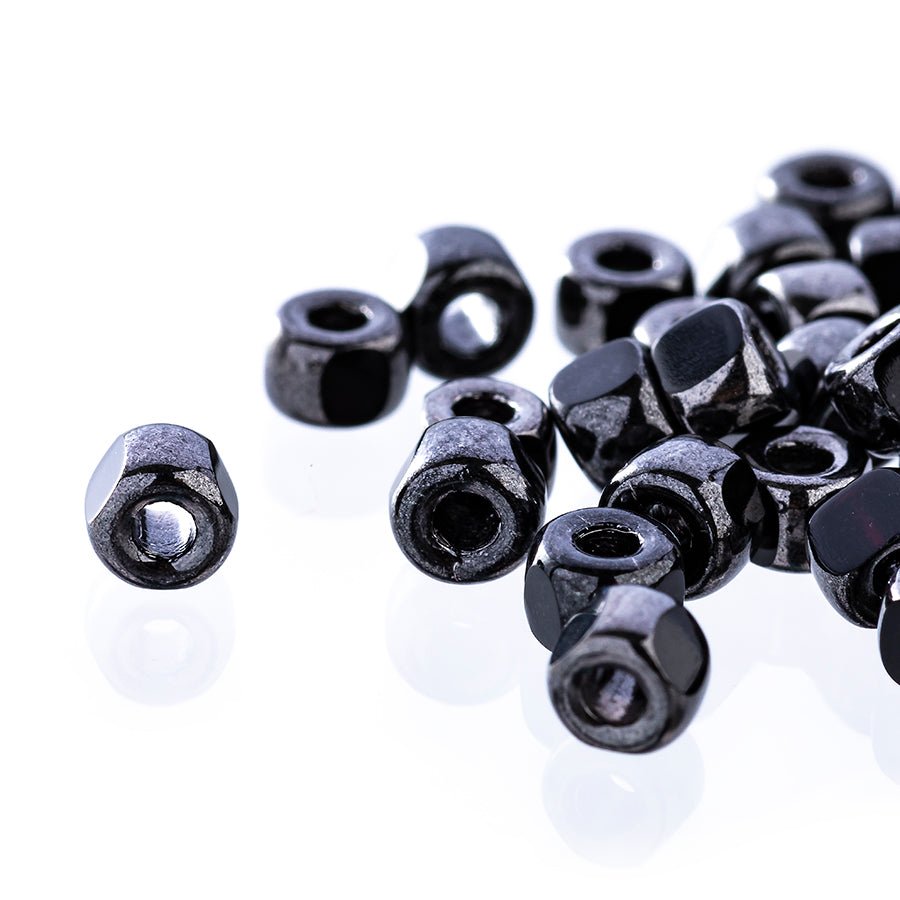 Matubo 3 Cut 6/0 Czech Glass Seed Beads in Hematite Luster Jet 393-06-13702 - 1 Tube - Goody Beads