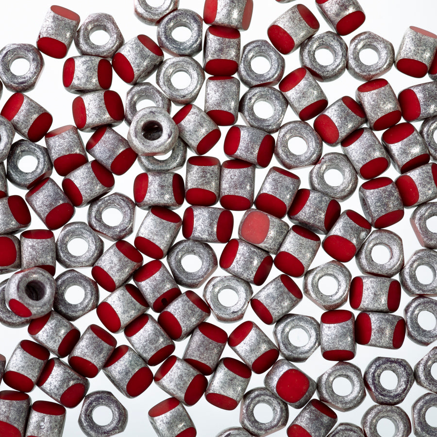 Matubo 3 Cut 6/0 Czech Glass Seed Beads in Silver Luster Opaque Red 393-06-SV9320 - 1 Tube