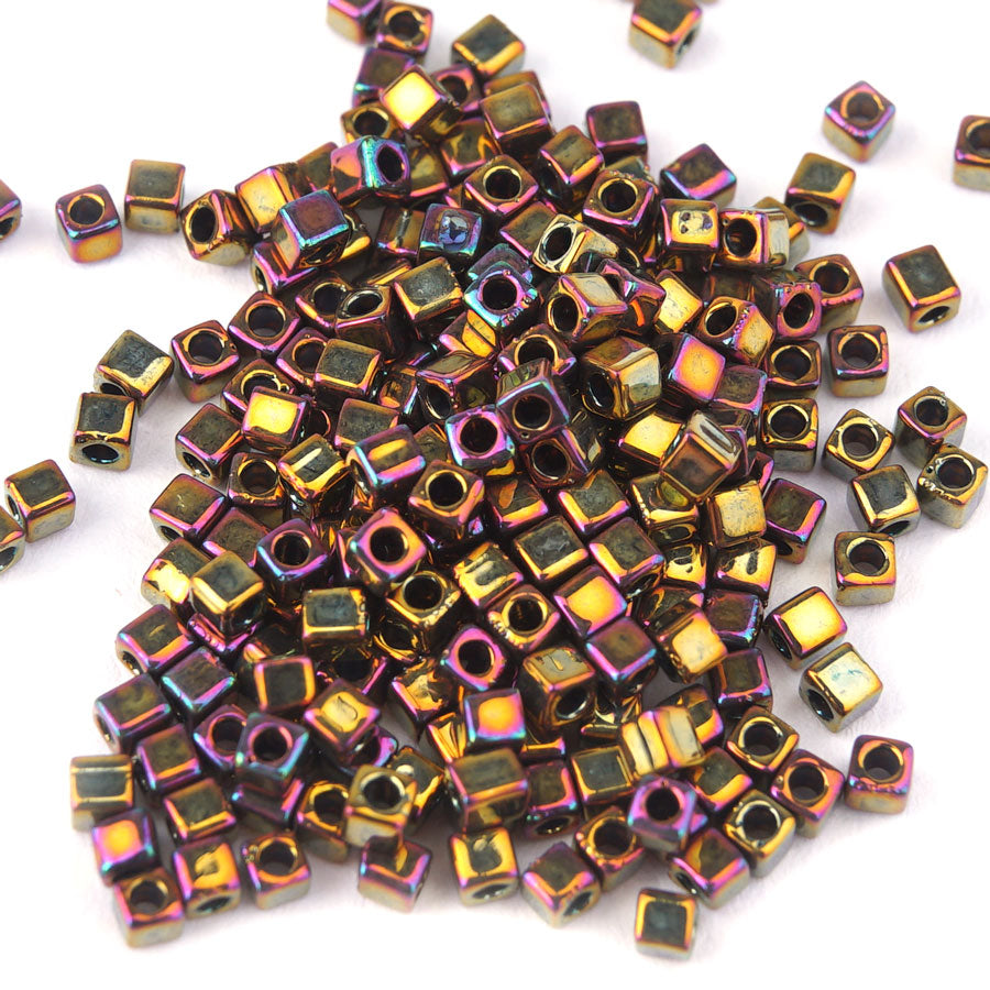 SB18-462 Metallic Gold Iris 1.8mm Miyuki Cube Seed Beads Tube - Goody Beads