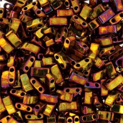 TLH462-TB Metallic Gold Iris Miyuki 1/2 Cut Tila Beads Tube - Goody Beads