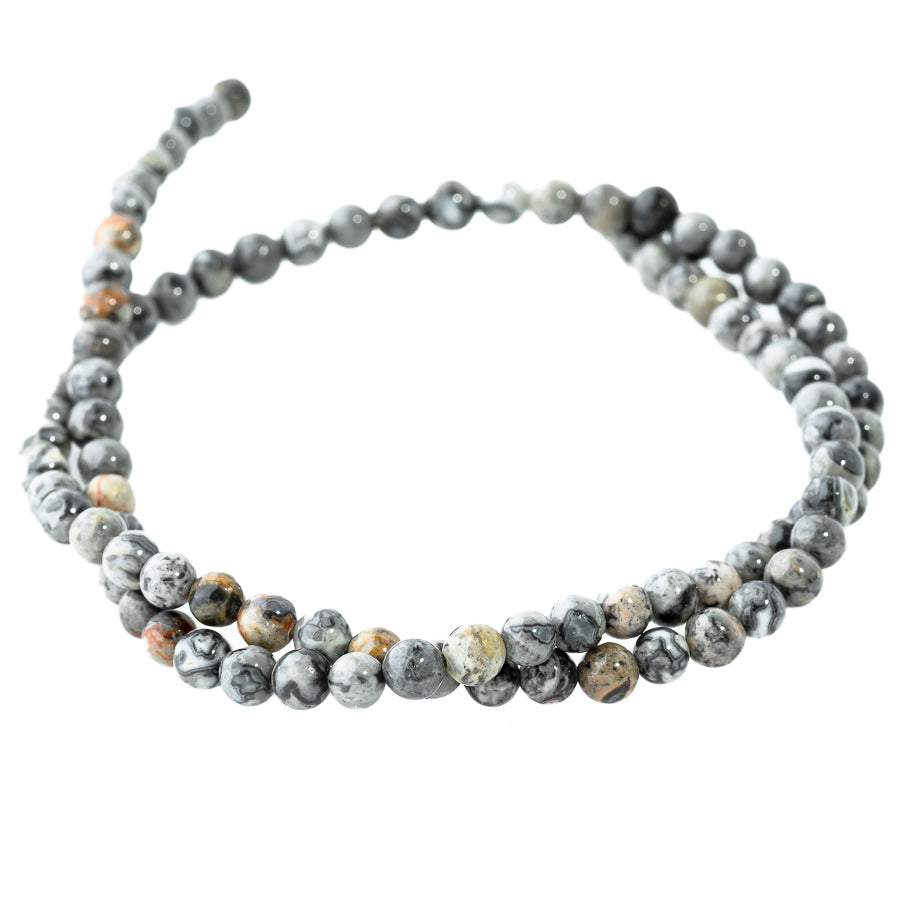 Silver Crazy Lace Agate 4mm Round - 15-16 Inch