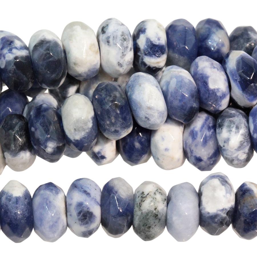 Sodalite 8mm Faceted Rondelle Large Hole 8-Inch