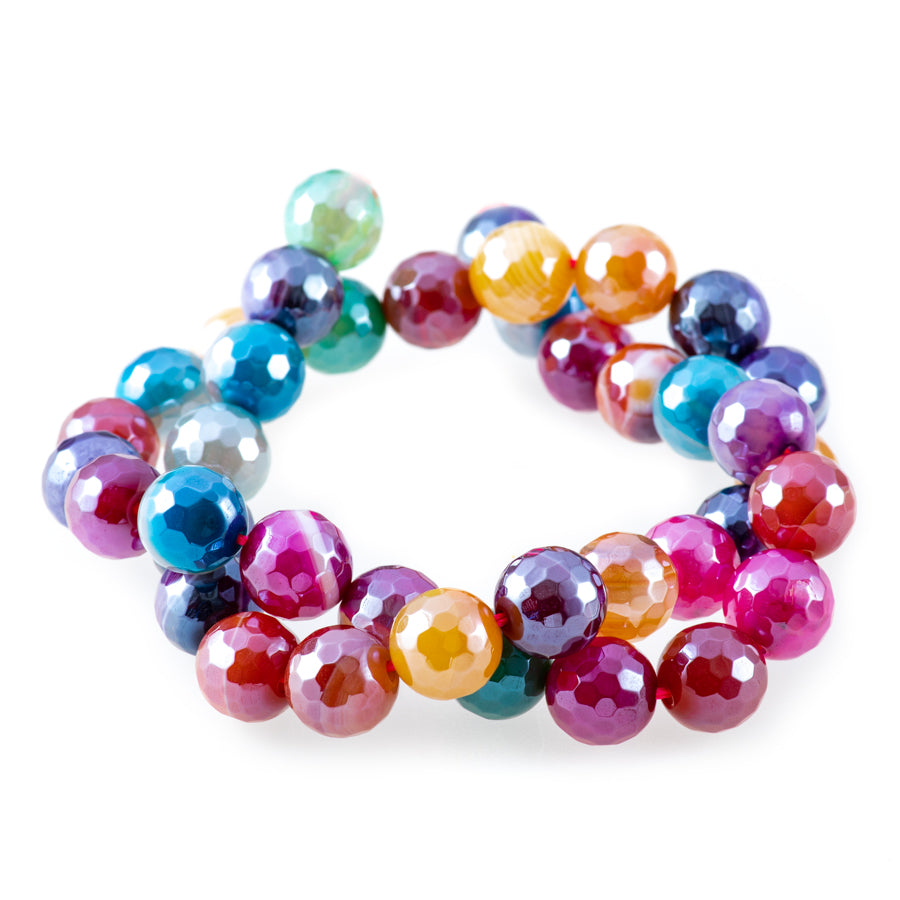 Sardonyx 10mm Multi Plated Round Faceted - 15-16 Inch