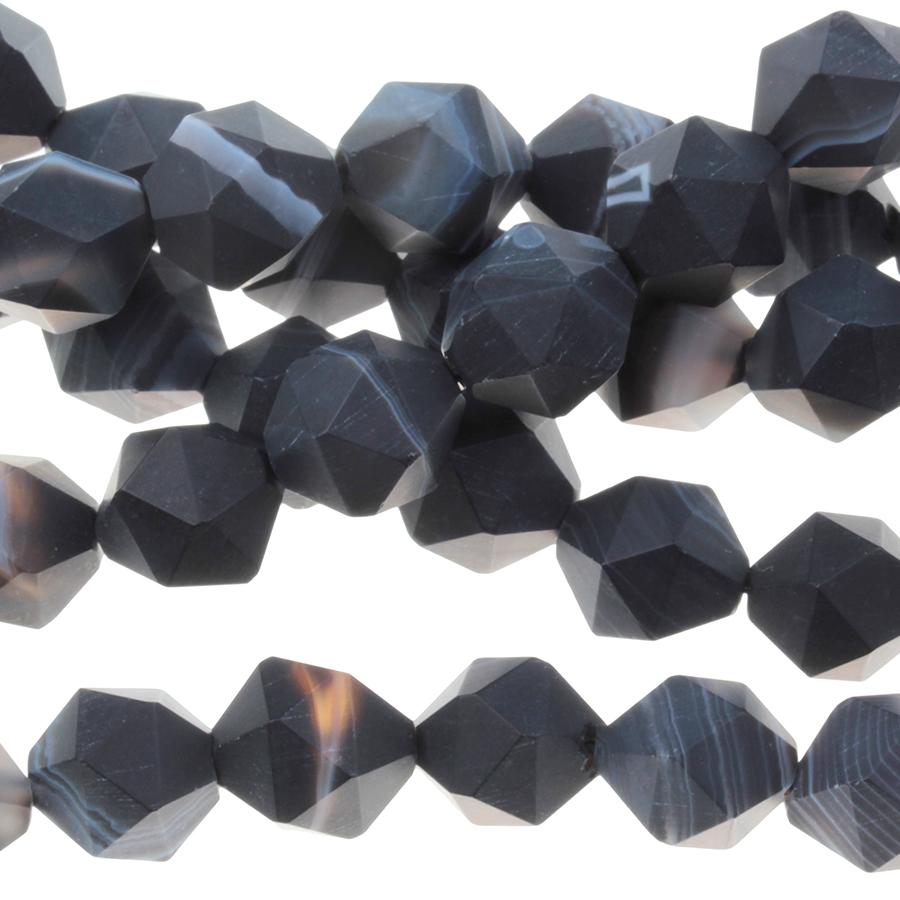 MATTE Sardonyx 10mm Star Cut Round 15-16 Inch